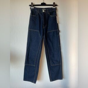 Jesse Kamm patchfront handy jeans dark Japanese denim gold stitching 4 NWT